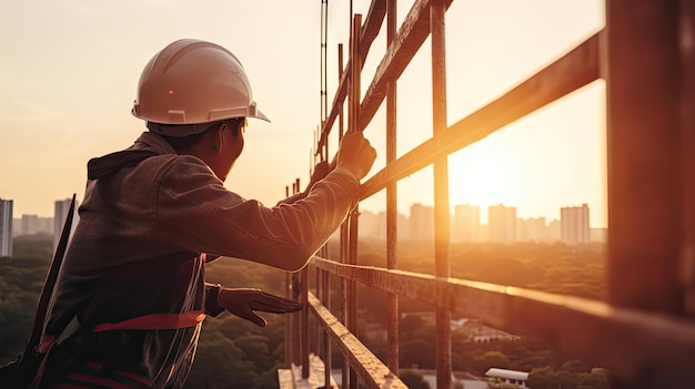 Lavoratori che lavorano in quota sugli edifici