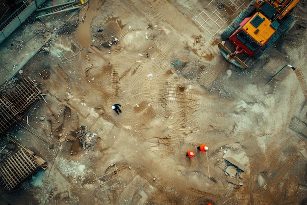 Lavoratori del cantiere aerea vista dall'alto