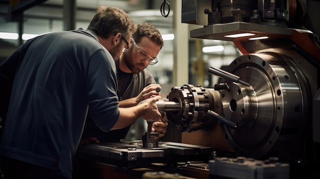 Lavoratori in una fabbrica di motori