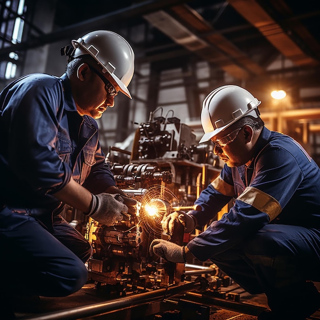 Lavoratori industriali SafetyClad con elmetti protettivi