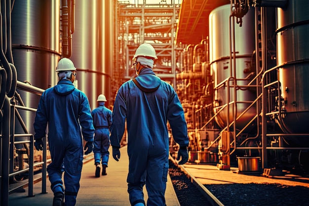 Lavoratori nel campo petrolifero l'industria petrolchimica ai generativa