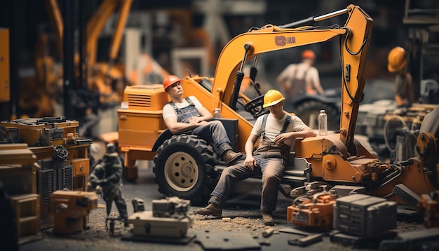 Lavoratori stanchi che celebrano il giorno del lavoro al lavoro fotografia Concetto emotivo del giorno del lavoro