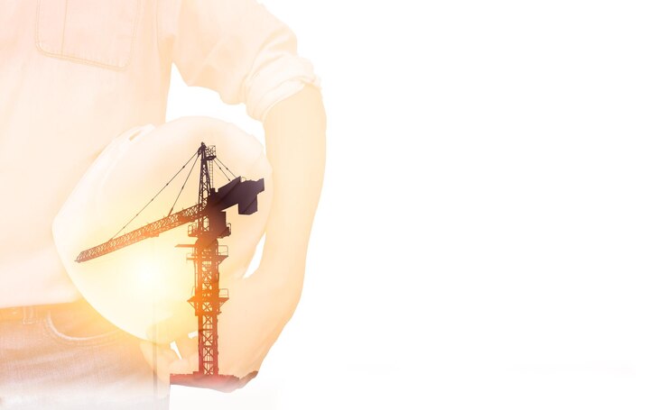 Foto lavori di costruzione a doppia esposizione