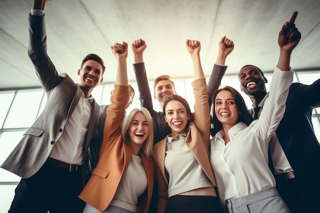 Lavoro di squadra eterogeneo che si unisce per il successo aziendale e l'innovazionexA