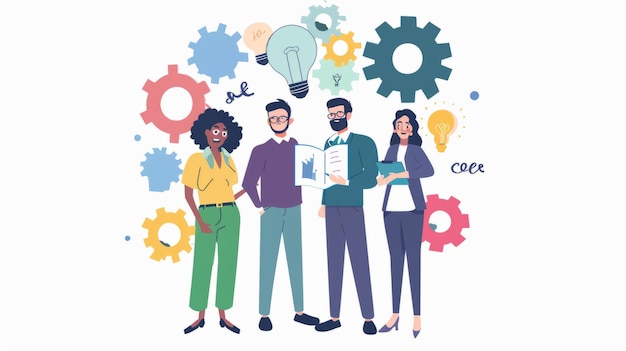 Lavoro di squadra illustrazione del concetto di business persone personaggi dei cartoni animati lavorano in squadra insieme compagni di squadra b