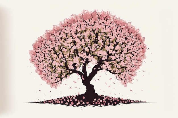 Layout creativo di un ciliegio in fiore in primavera Fiori rosa sakura in un ambiente primaverile