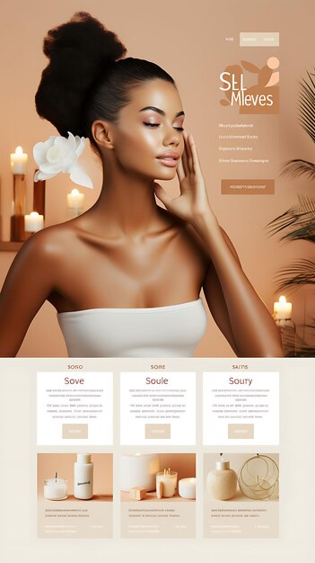 Layout del sito web di un salone di bellezza e wellness di lusso per donne Neutral Beig Creative Figma Art