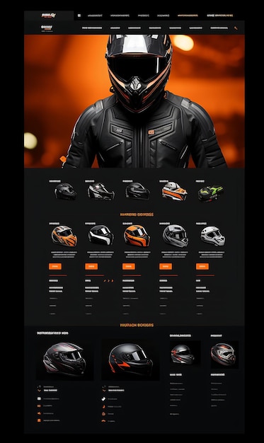 Layout di Motorsports Web Gear Shop Caschi da corsa abiti guanti pista di corsa Idea concettuale creativa