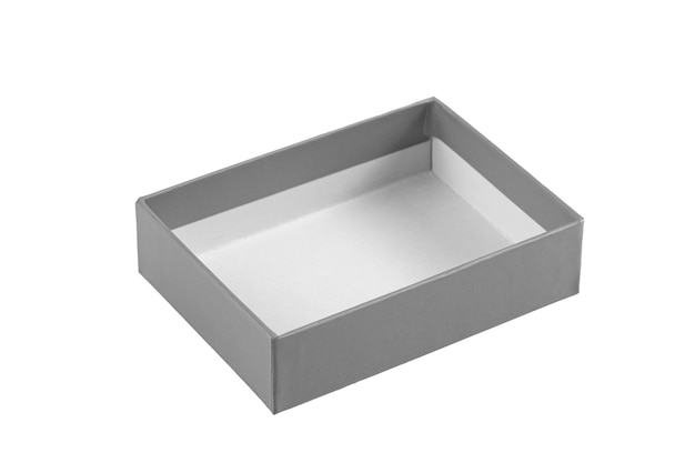 layout di un isolato di scatola di imballaggio di cartone quadrato su uno sfondo bianco