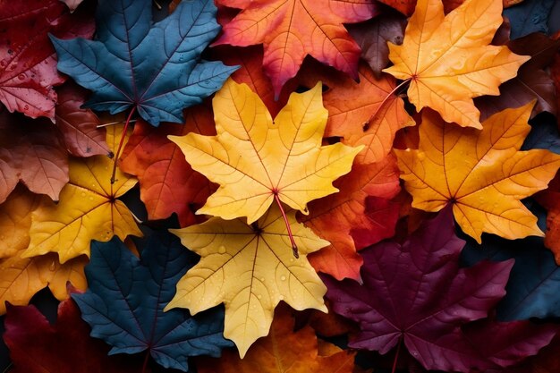 Le accattivanti foglie autunnali fungono da sfondo fotografico colorato IA generativa