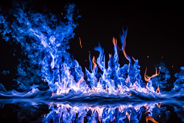 Le affascinanti fiamme blu danzavano graziosamente sullo sfondo nero come il fango.