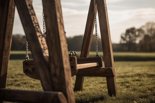 Le altalene di legno nel campo generano ai.