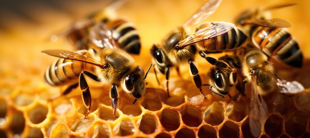 Le api e la produzione di miele da vicino