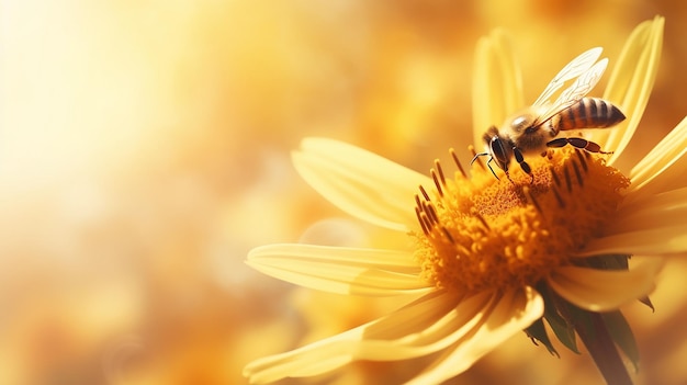 le api impollinano i fiori nella nebbia mattutina degli ultimi giorni d'estate paesaggio silenzio e bellezza della fauna selvatica all'inizio dell'autunno