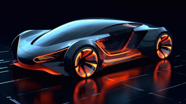 Le auto moderne sono sulla strada illustrazione 3d e rendering 3d AI generativa