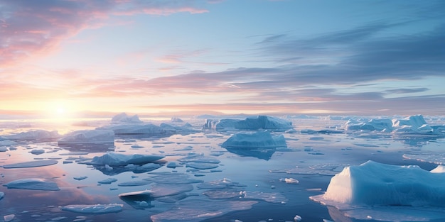 Le calotte glaciali che si sciolgono nell'Artico, nell'Antartico o nelle regioni polari, negli oceani e nelle acque Il riscaldamento globale, i cambiamenti climatici, i gas a effetto serra, il concetto di ecologia