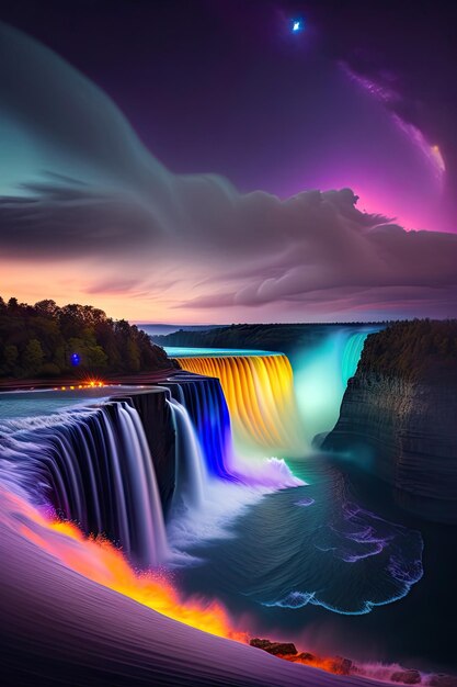 Le cascate del Niagara di notte Opere d'arte digitali