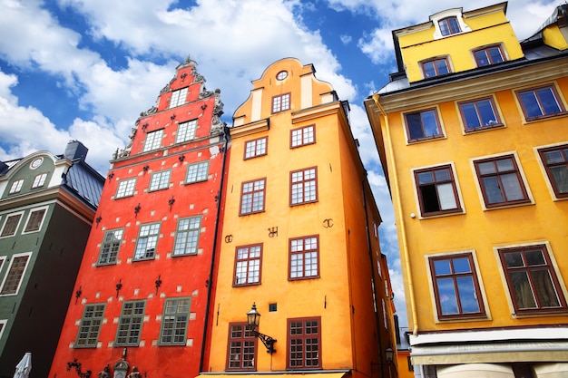 Le case più famose di Stoccolma in piazza Stortorget, Svezia