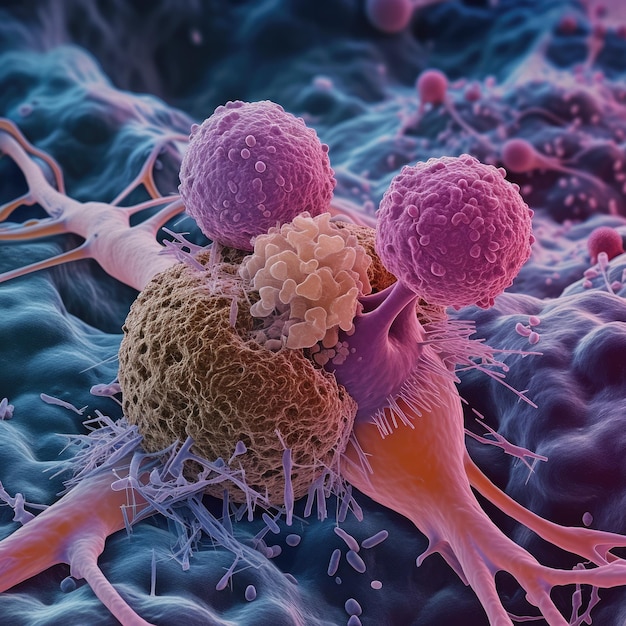 Le cellule cancerose un mondo microscopico e intricato di anomalie cellulari un'occhiata nel regno scientifico della patologia l'oncologia la ricerca medica svelando le complessità di questa difficile condizione di salute