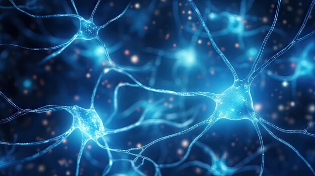 Le cellule neurali brillanti collegano il sistema nervoso bellezza intricata connessioni elettriche ipnotizzanti rete neurale generata dall'IA