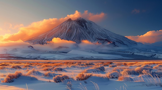 Le cime dei vulcani coperte di neve