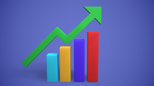 Le colonne dell'istogramma e le statistiche finanziano il 3drendering