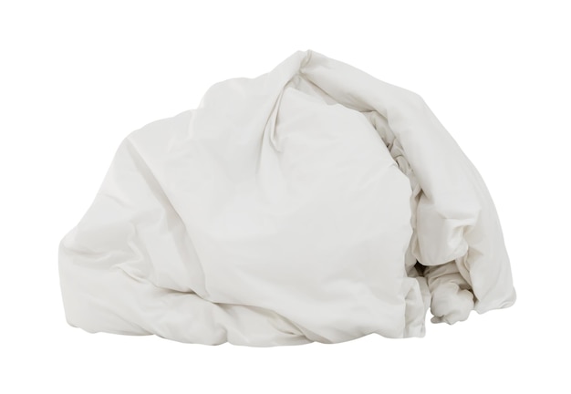 Le coperte o le lenzuola bianche arrugginite nella stanza d'albergo lasciate disordinate e sporche dopo che gli ospiti le hanno usate