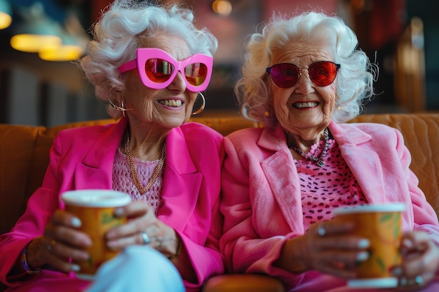 Le donne anziane si stanno godendo un film comico Generative Ai