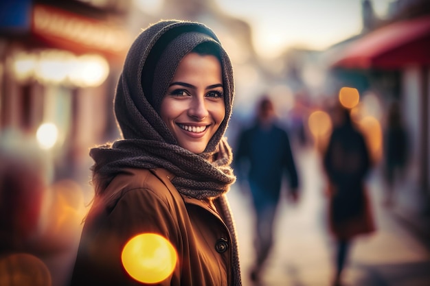 Le donne camminano per la strada spensierata e premurosa generata da Ai