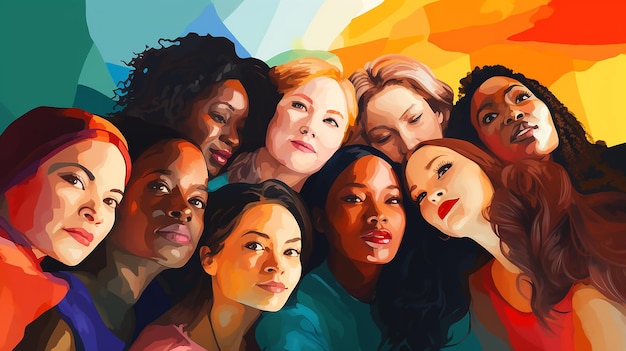 le donne della diversità socializzano insieme il concetto di unità