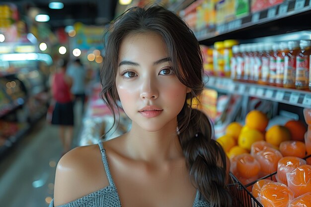 Le donne scelgono di comprare generi alimentari e cibo al supermercato
