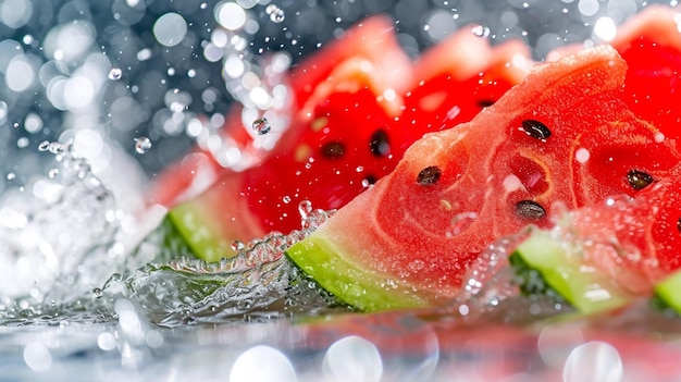 Le fette di melone d'acqua sono succose per il prodotto simulato.