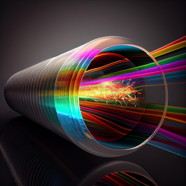 Le fibre ottiche illuminano l'immagine generativa dello sfondo astratto Ai