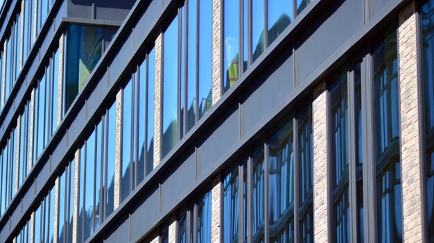 le finestre di un edificio si riflettono nelle vetrate della biblioteca della città di new york.