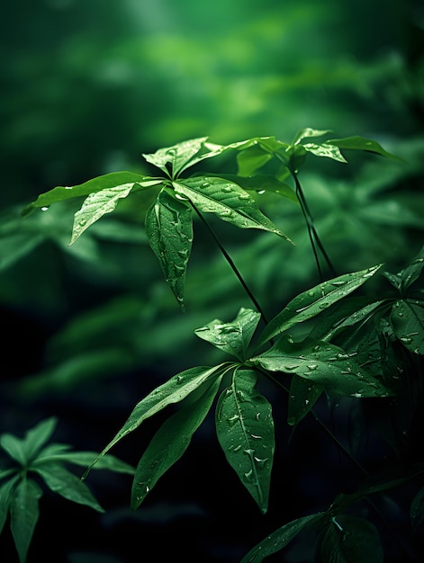 Le foglie verdi crescono dal suolo