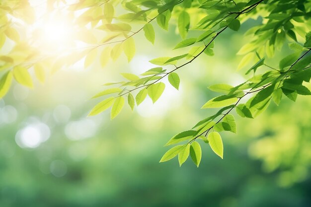 Le foglie verdi sfocate della primavera naturale