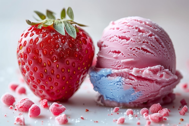 Le fragole fresche e il gelato vellutato creano il dessert perfetto del menu del caffè sinfonico.