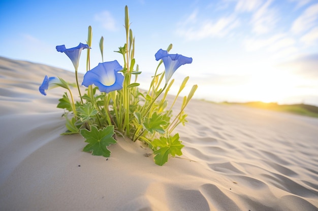 Le glorie mattutine della spiaggia che coprono le dune di sabbia