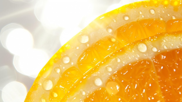 Le gocce energizzanti brillano invitandoti a assaggiare l'essenza energizzante del succo d'arancia.