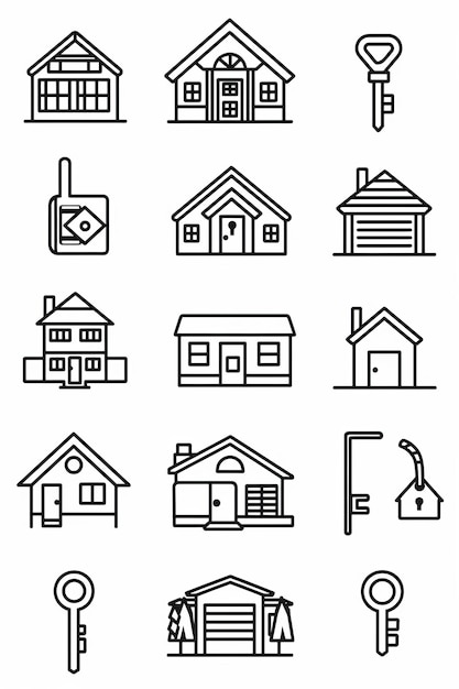 Le icone del web immobiliare Duotone Outline Stroke Design