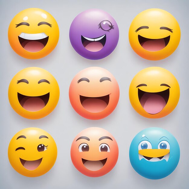 Le icone della risata Emoji della gioia a colori arcobaleno