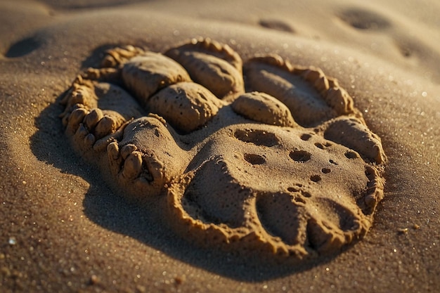 Le impronte delle zampe dei leoni nella sabbia