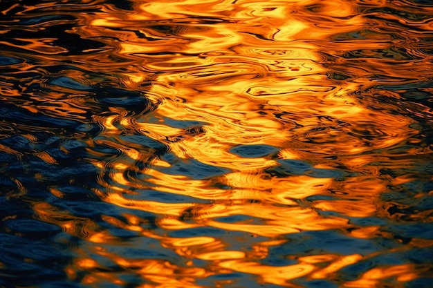 Le increspature dell'acqua riflesse nell'acqua di notte AI generative