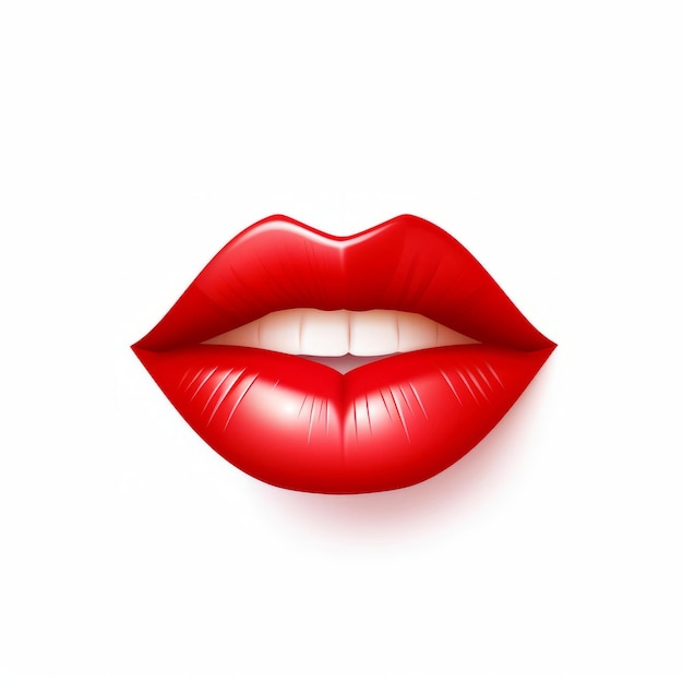 Le labbra rosse di una donna su uno sfondo bianco