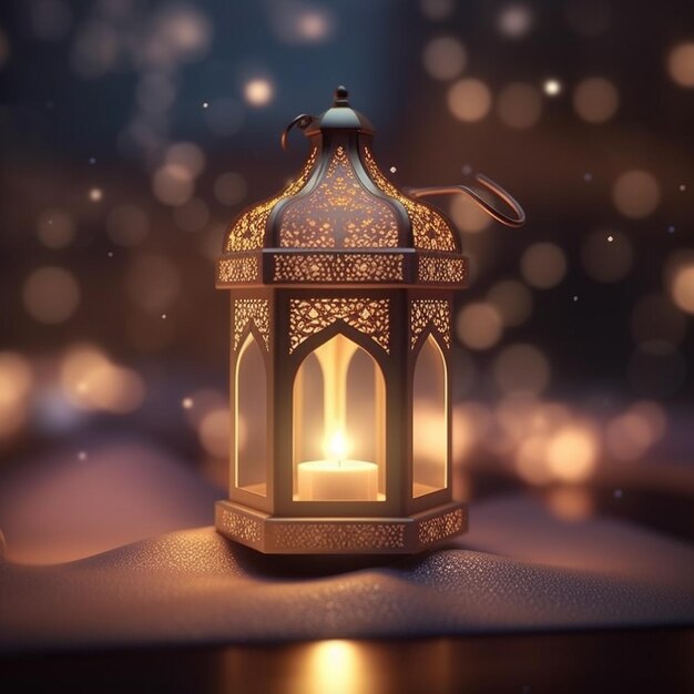 Le lanterne arabe brillano durante la celebrazione musulmana di Eid al Adha Eid al Fitr 3D