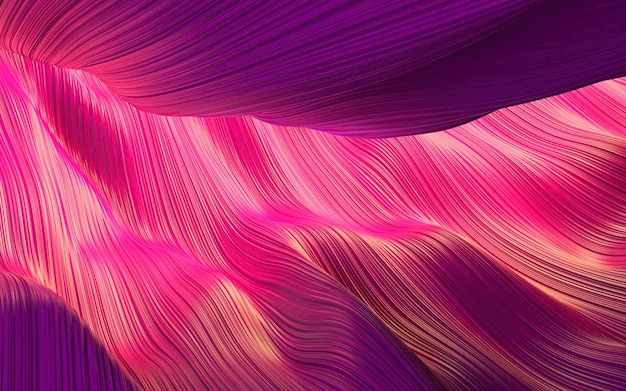 Le linee ondulate scorrenti porpora porpora rosa e magenta dei capelli ondulano il fondo