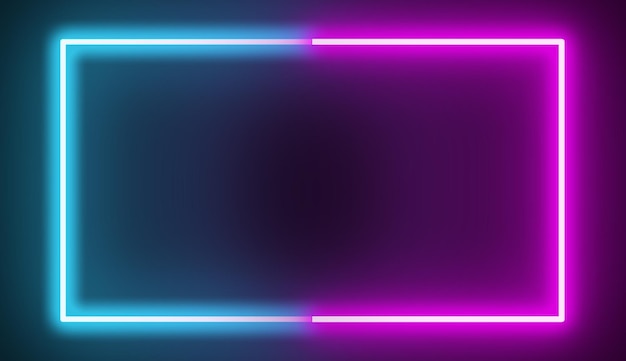 Le linee rettangolari colorano lo sfondo astratto della luce al neon blu o laser a luce laser