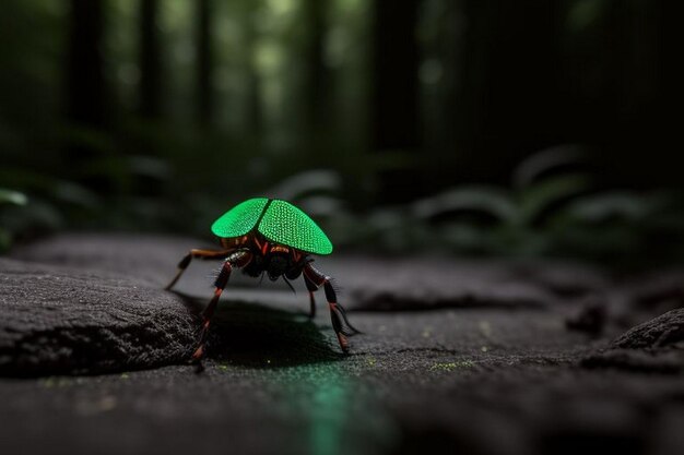 Le lucciole che brillano nella foresta di notte