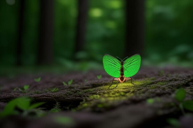 Le lucciole che brillano nella foresta di notte