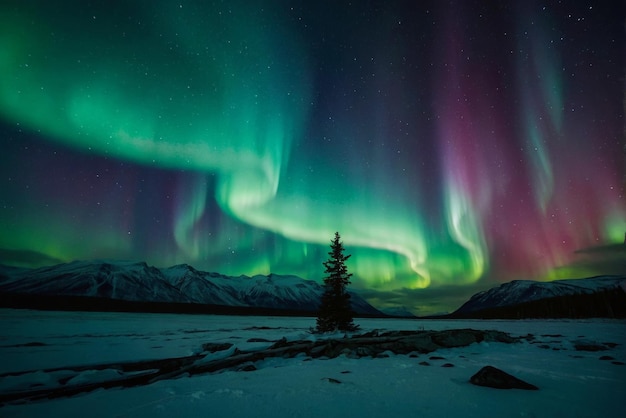 Le luci del nord di notte Lo scenario è sereno e pacifico come la bellezza naturale delle aurore